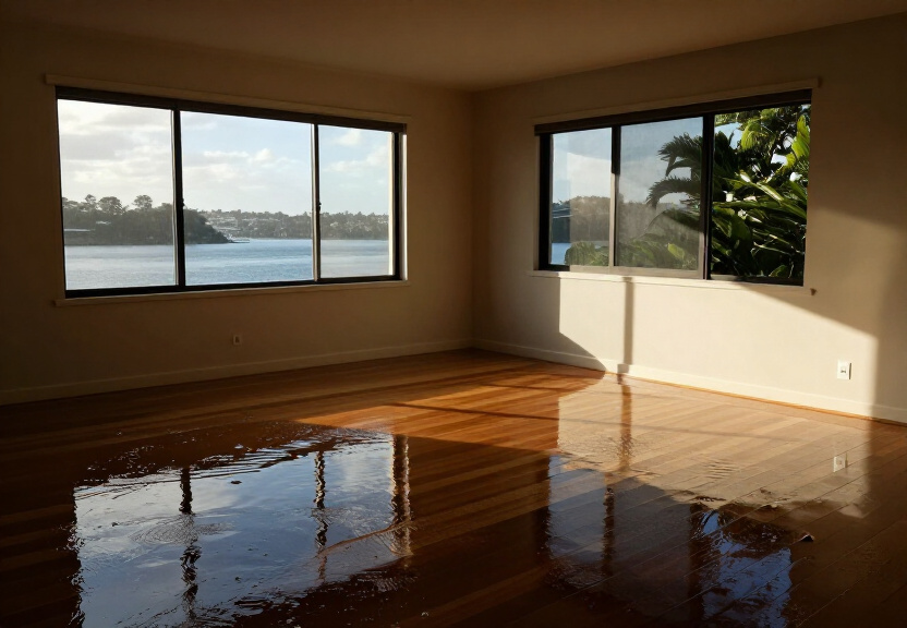 Water-damaged ceiling in Emerton home before drying